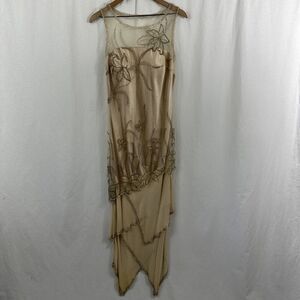 Sue Wong Nocturne Ivory Gatsby Silk Beaded Formal Cocktail Evening Dress Size 12